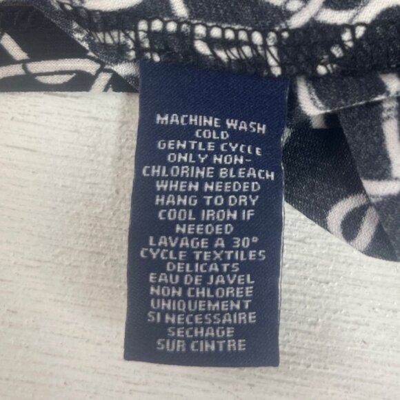 Chaps Wrap Dress Women Medium Black White Long Sleeve - Picture 8 of 8